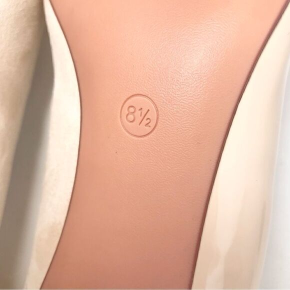 Coutgo Cream Patent Leather Faux Suede Pointed Toe Heels - Picture 11 of 11